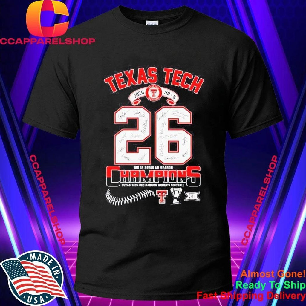 Texas Tech Red Raiders 2026 Big 12 Regular Season Champions Softball Shirt