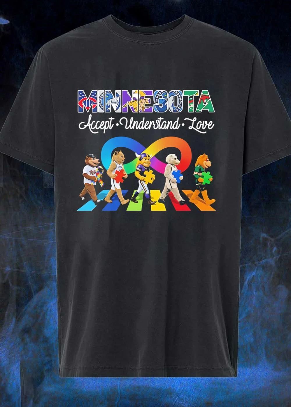 Minnesota Accept Understand Love Mascot Autism Awareness T-Shirt