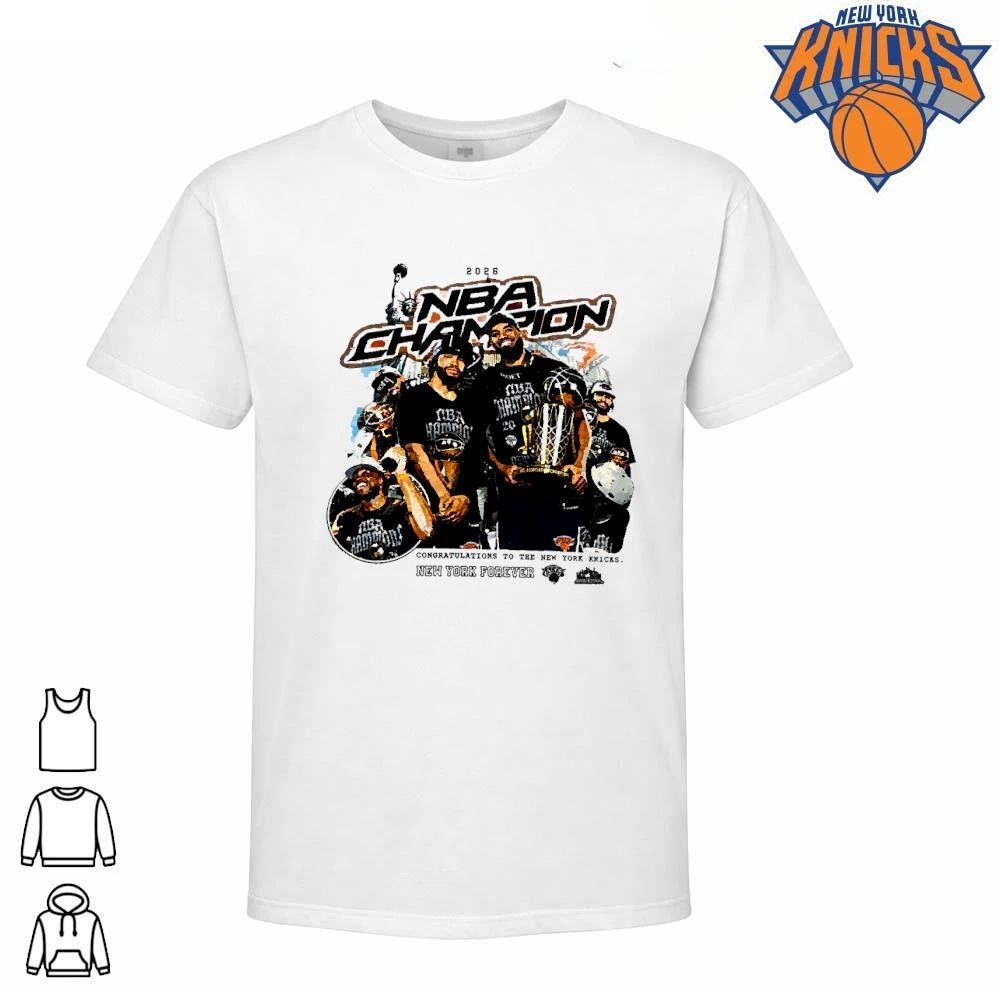 New York Knicks 2026 NBA Champions Jalen Brunson Mikal Bridges Vintage Bootleg Graphic T Shirt