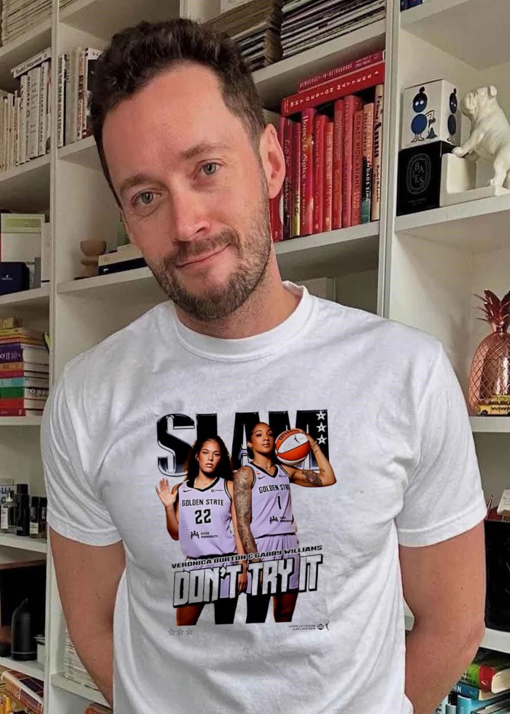 Cover Collection June July 2026 Veronica Burton and Gabby Williams Don’t Try It Golden State T-Shirt