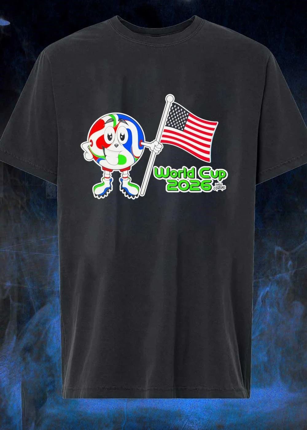 Dads Cartoons Soccer Ball Holding American Flag World Cup 2026 T-Shirt