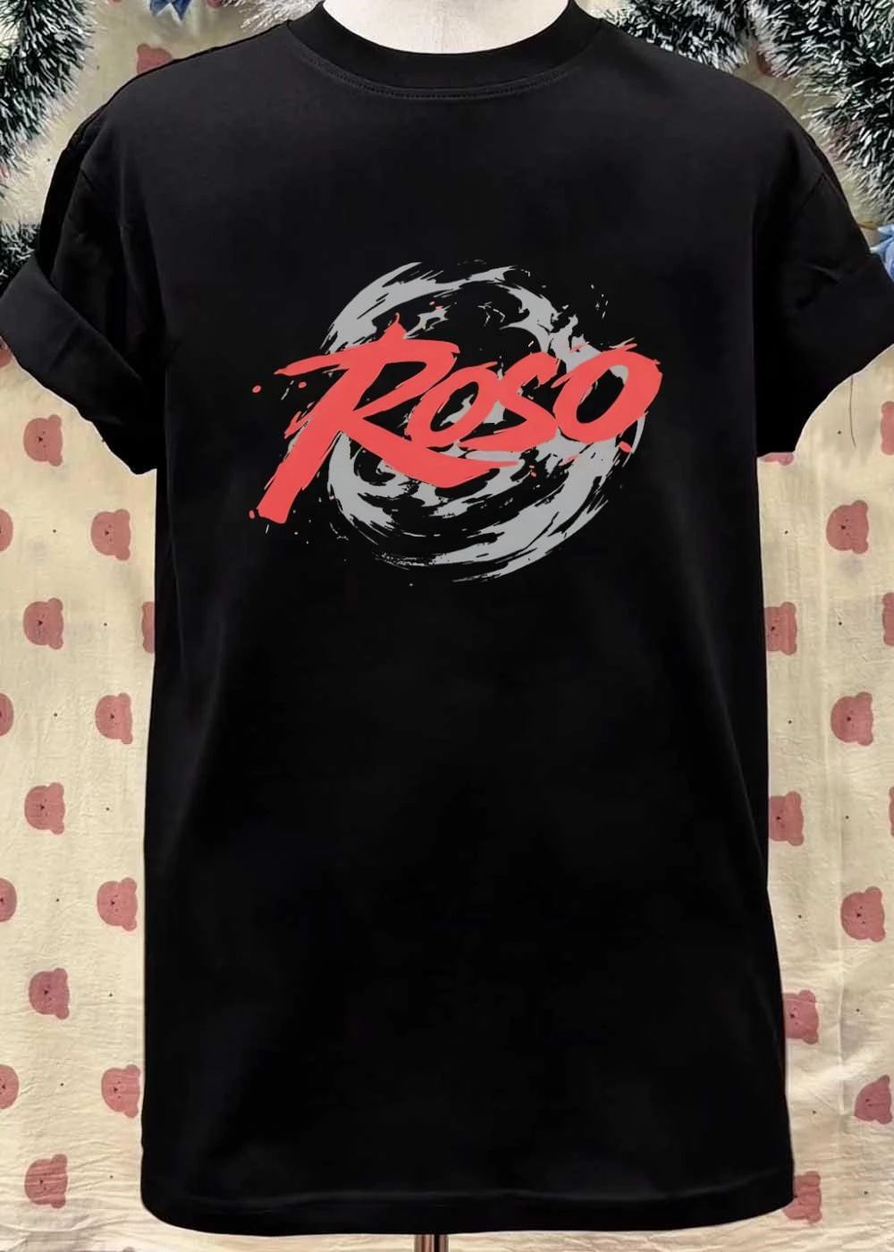 Roso Brush Stroke Distressed Graphic Print Red Logo T-Shirt