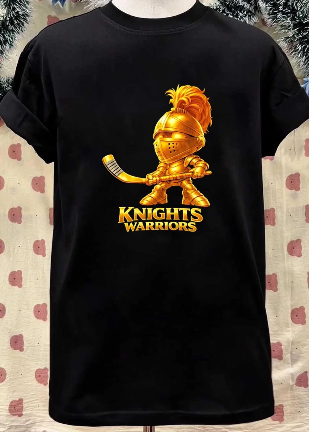 Gold Knight Hockey Player Knights Warriors T-Shirt