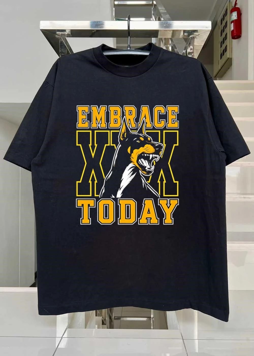 Embrace Today Angry Doberman Dog Graphic T-Shirt