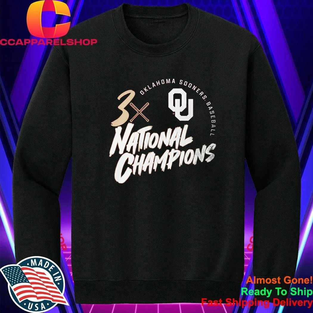 Oklahoma Baseball 3-Time National Champions Shirt
