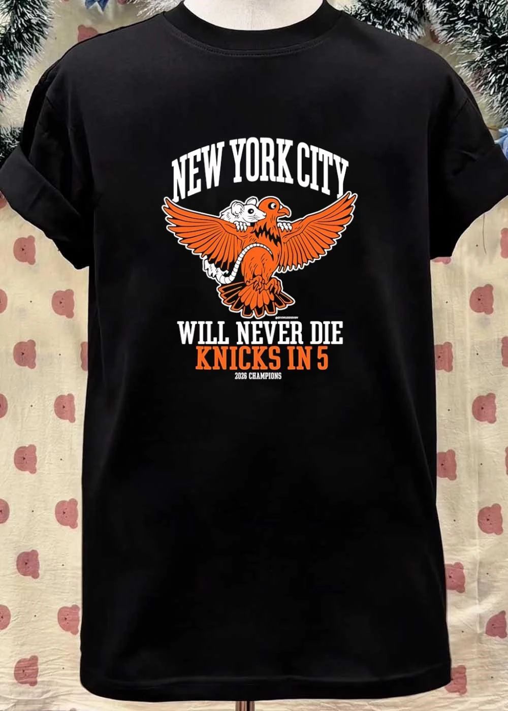 Grim Lee Design New York City Will Never Die Knicks in 5 2026 Champions T-Shirt