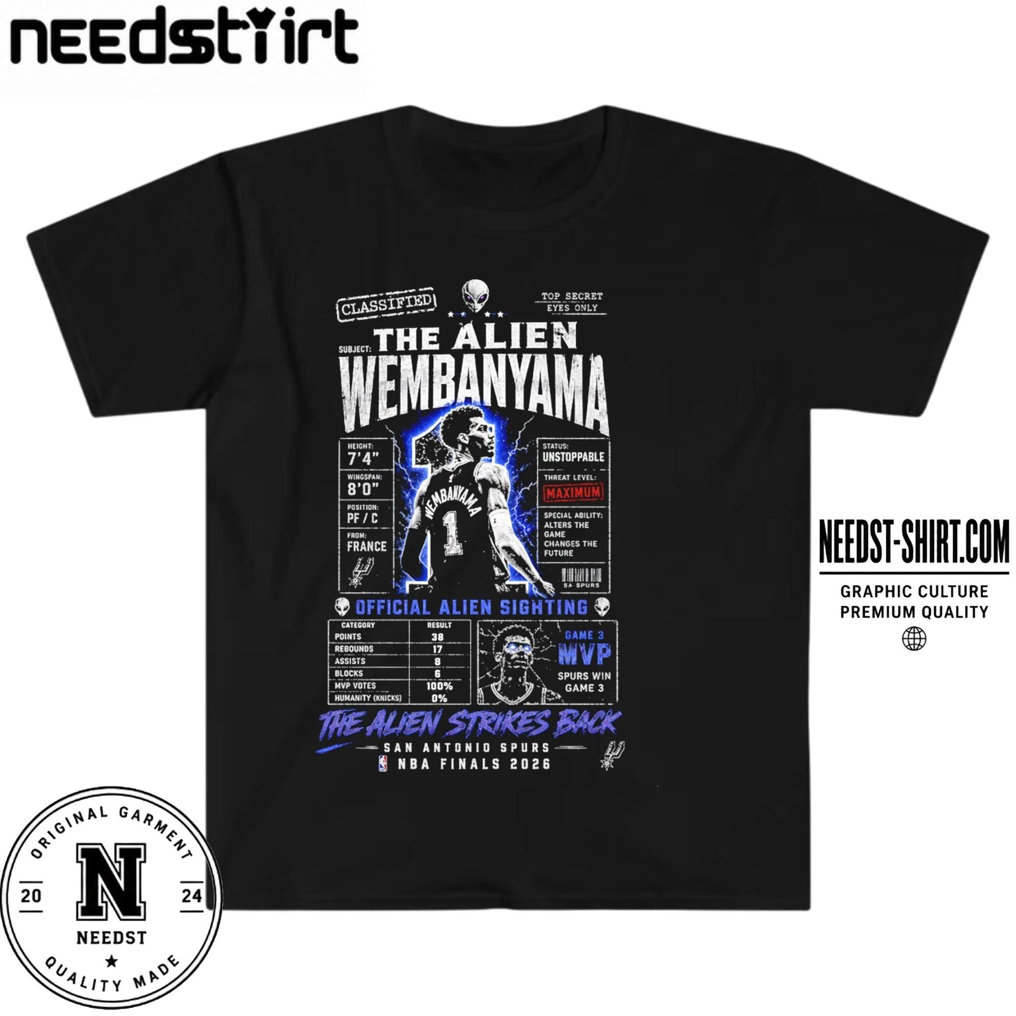 Victor Wembanyama Official Alien Sighting San Antonio Spurs Game 3 MVP NBA Finals 2026 Shirt