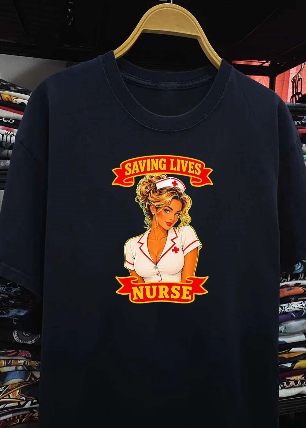 Saving Lives Sexy Pinup Girl Professional Medical Care T-Shirt