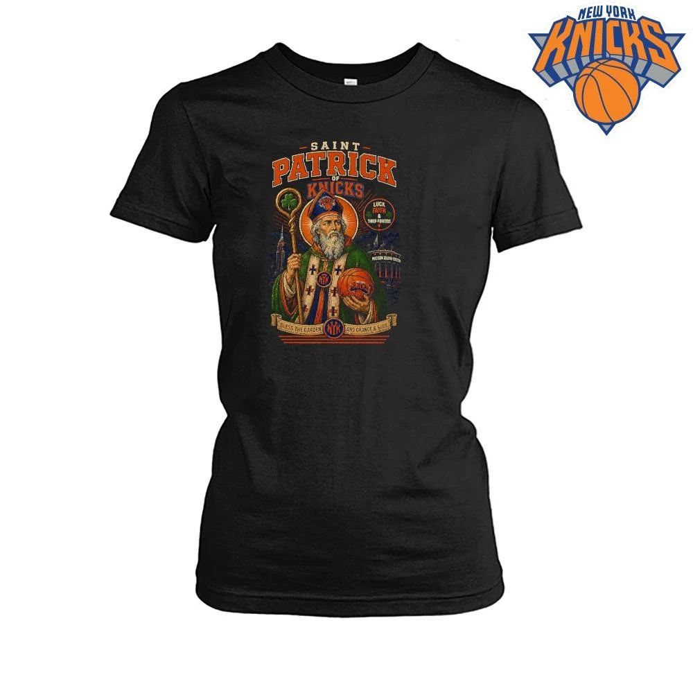 Saint Patrick Of Knicks Bless The Garden Orange Blue New York Knicks NBA Champions 2026 Shirt
