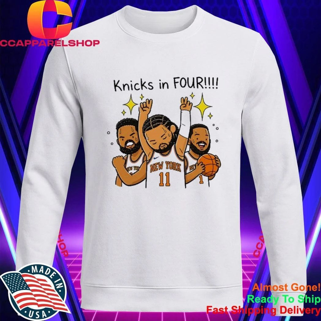 Jalen Brunson Knicks in Four Cartoon Basketball Finals 2026 Shirt