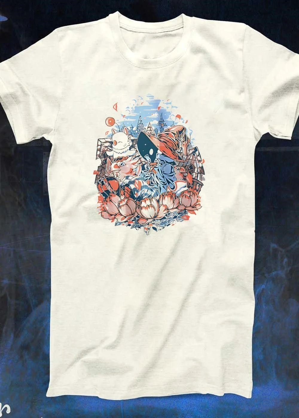 Final Fantasy Vivi Moogle Chocobo flower illustration shirt