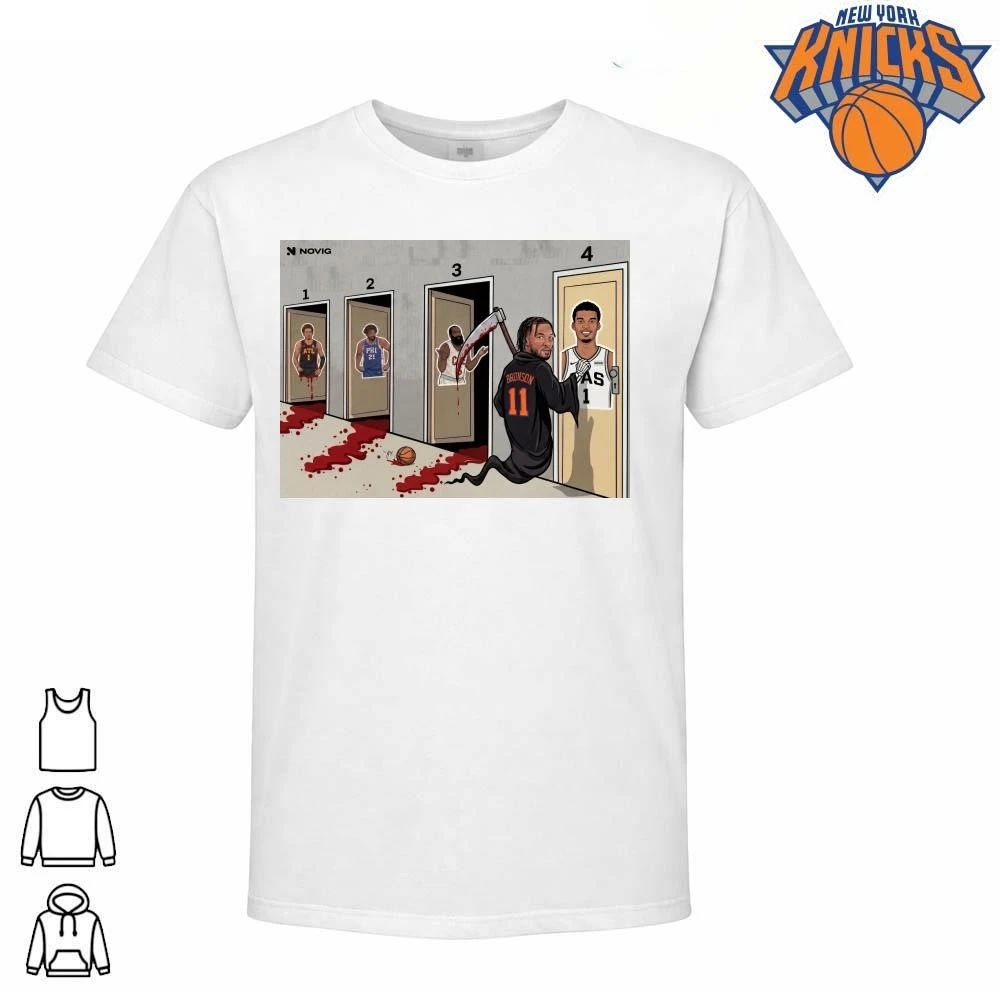 Jalen Brunson Grim Reaper Knocking On Doors Victor Wembanyama Trae Young Joel Embiid James Harden NBA Finals 2026 Meme Shirt