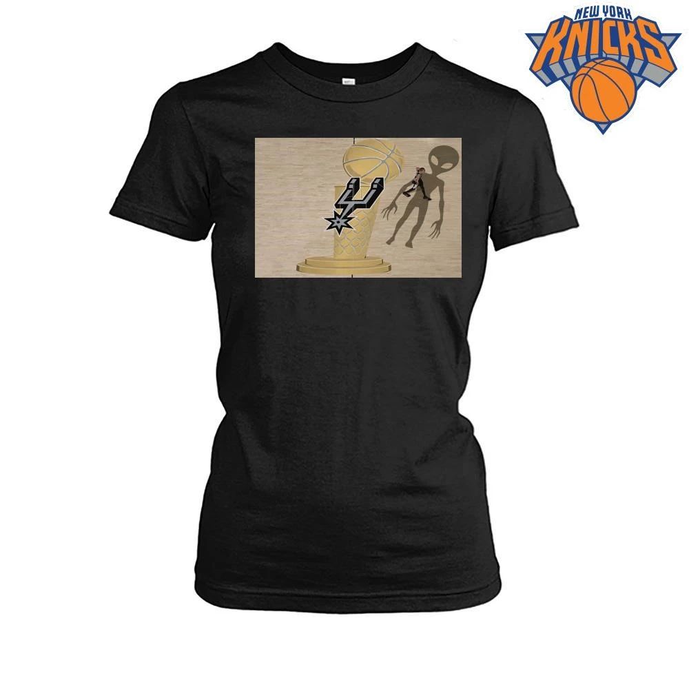 San Antonio Spurs Victor Wembanyama Alien Shadow Larry O’Brien Trophy Court Graphic NBA Finals 2026 Shirt