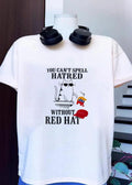 Anti-Trump Political Apparel Cat Knocking Down Elephant Symbol You Can Not Spell Hatred Without Red Hat T-Shirt