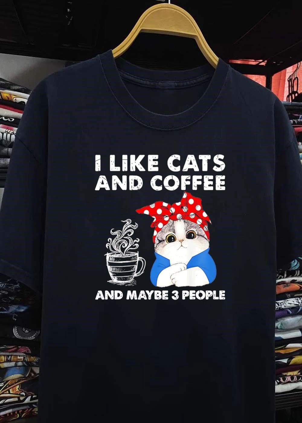 I Like Cats And Coffee And Maybe 3 People Bandana Kitten shirt