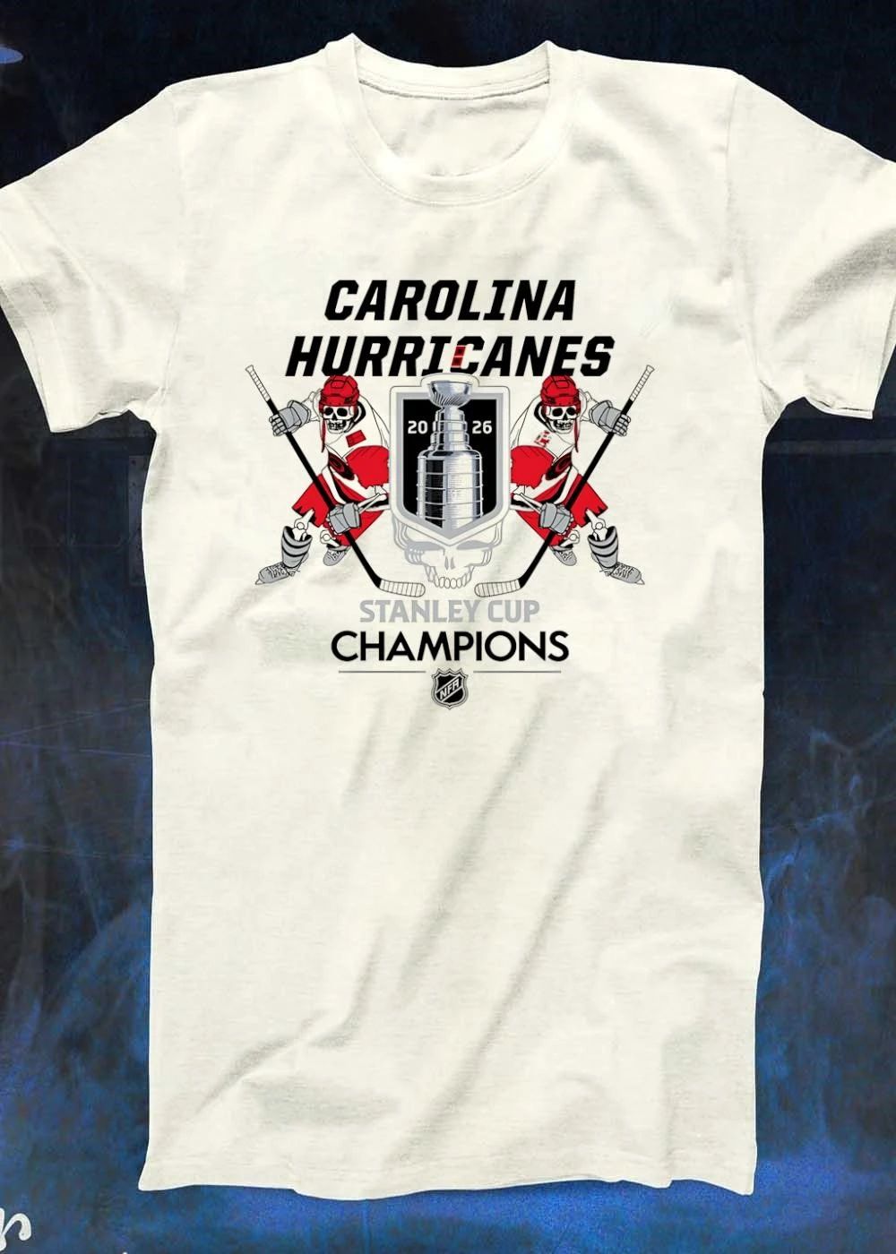 Carolina Hurricanes 2026 Stanley Cup Champions Skeleton Hockey T-Shirt