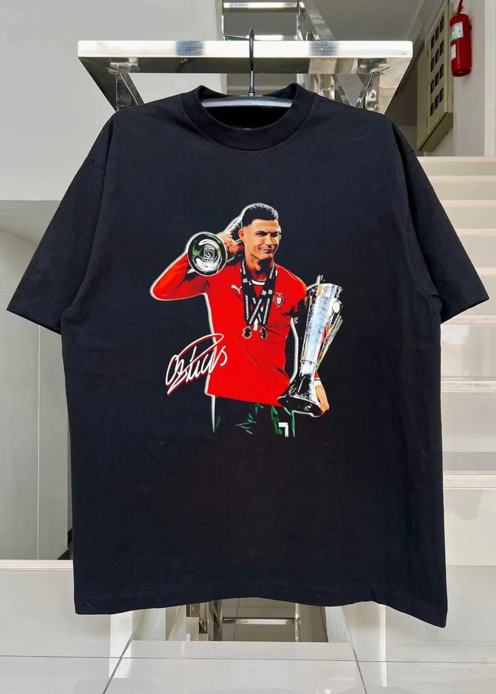 CR7 Cristiano Ronaldo Celebrating with UEFA Nations League Trophy Shirt