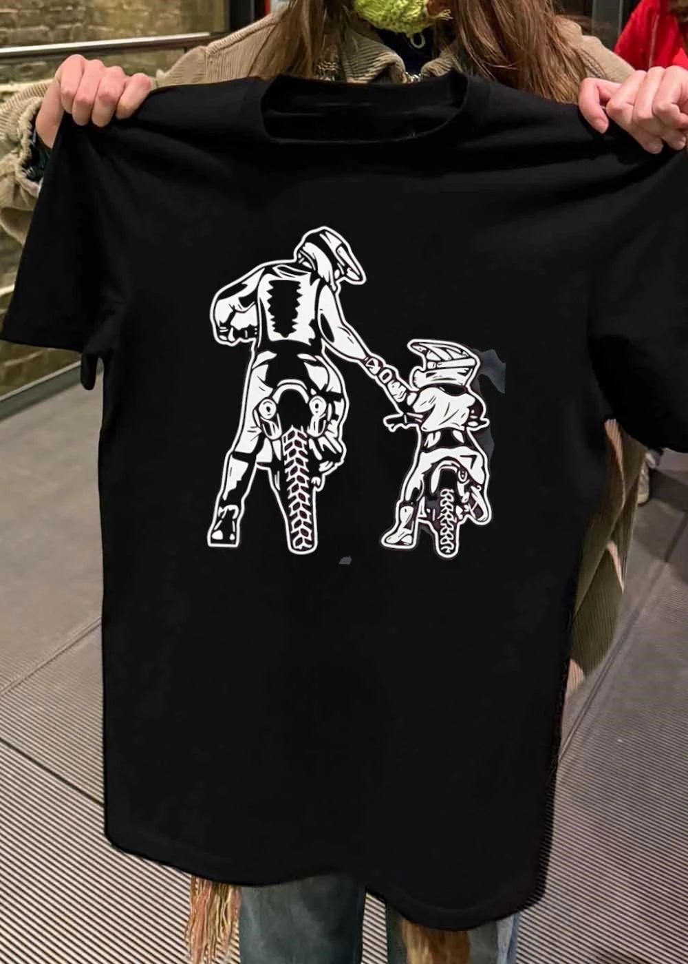 Father and Son Motocross Biker Leading Child Motocross T-Shirt