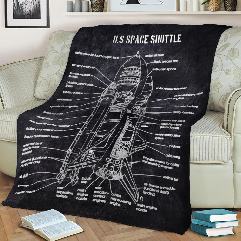 us space shuttle Fleece Throw Blanket