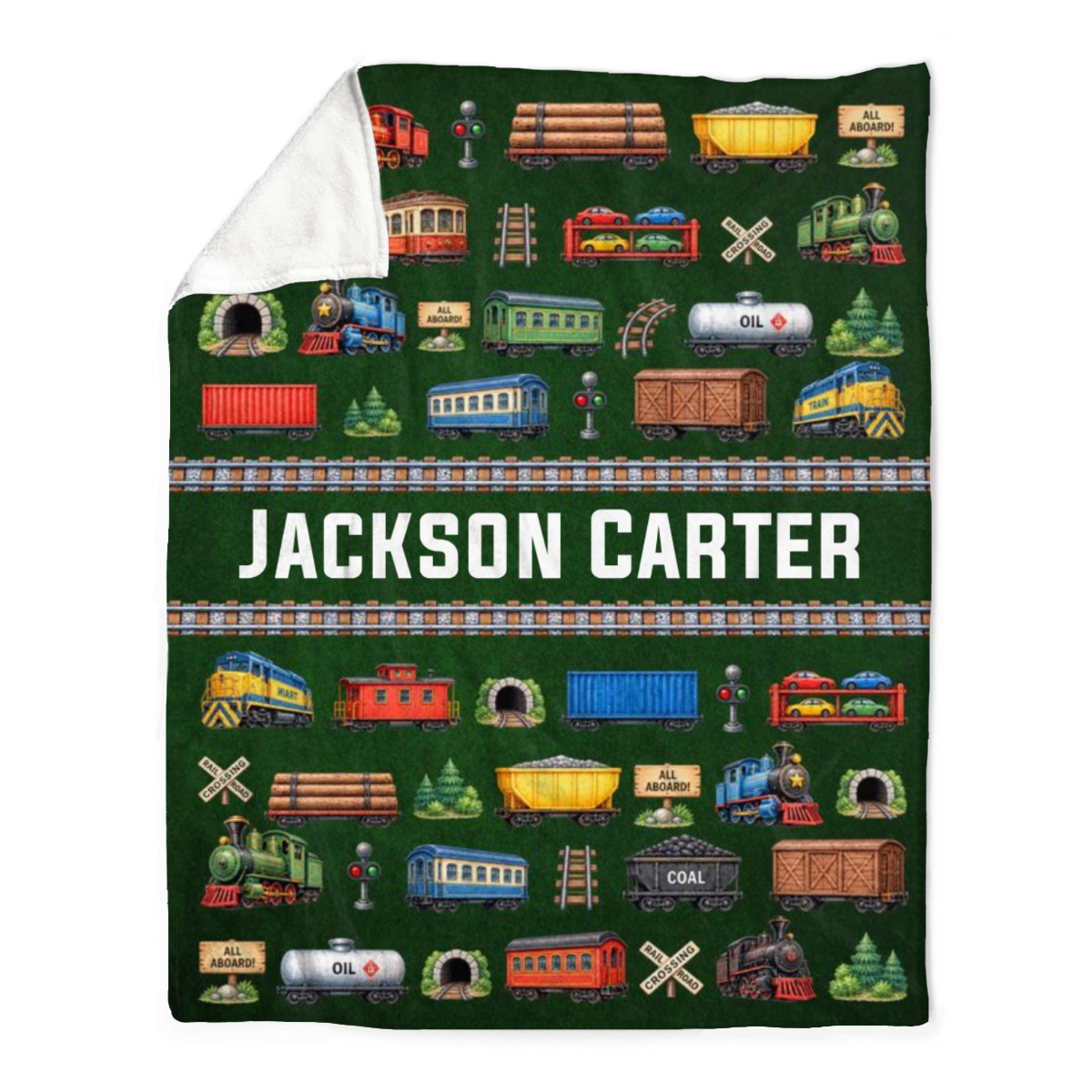 Personalized Train Blanket for Boys, Train Baby Gift, Custom Locomotive Blanket, Train Nursery Decor, Toddler Gift