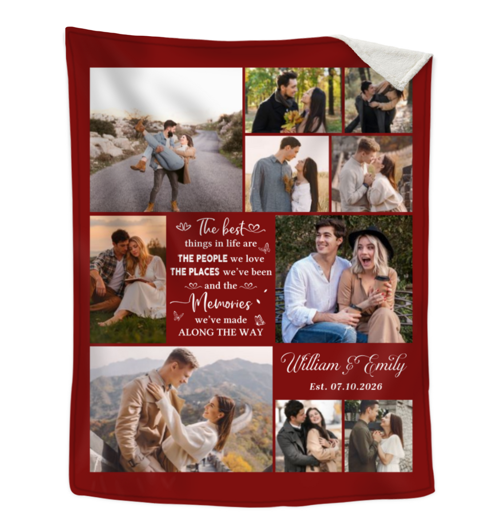 Personalized Couple Blanket with Photos, Custom Romantic Picture Blanket, Anniversary Gift For Couples, Love Story Throw Blanket, Wedding Gift, Valentine’s Day Blanket